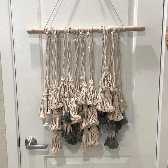 Handcrafted Cream and Blue Wall Hanging Decor - Picture 2 of 3